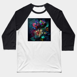 A Brightly Colored Fractal Bouquet of Flowers Baseball T-Shirt